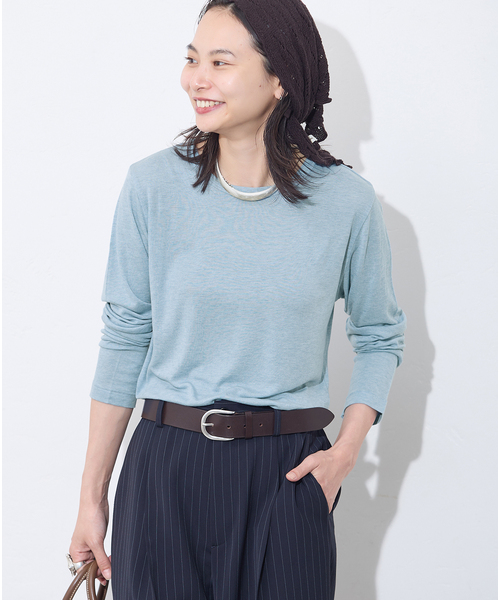 JOURNAL STANDARD（ジャーナルスタンダード）の「《追加》ウールMIX シアーロングT（Tシャツ/カットソー・レディース・ブラック系その他/チャコールグレー/ホワイト/ブルー・FREE）」の19枚目の写真