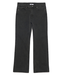 [13oz] ストレートフレアデニムパンツ 無地ブラック
