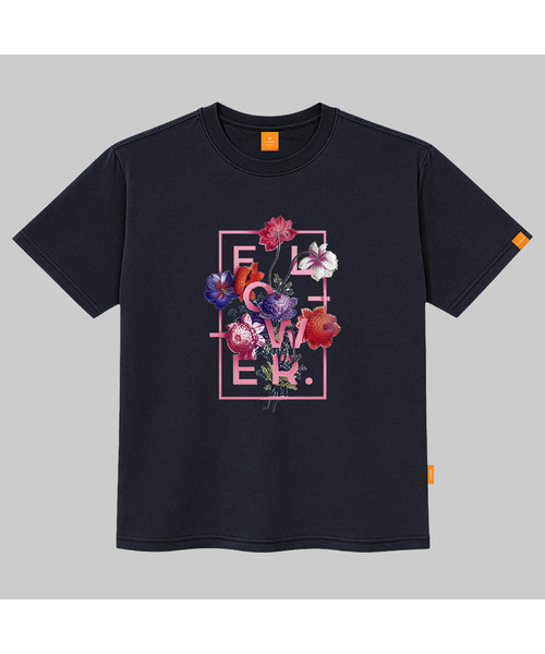 LLAMO(エラモ)の「スクエアフラワー半袖Tシャツ 男女共用 ビッグサイズ S 4XL(Tシャツ/カットソー・レディース・チャコールグレー/カーキ/ブラック/ホワイト/ネイビー・SMALL/X-LARGE/4XL/3XL/LARGE/MEDIUM/2XL)」の1枚目の写真