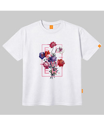 スクエアフラワー半袖Tシャツ 男女共用 ビッグサイズ S 4XL