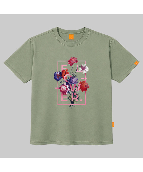 LLAMO(エラモ)の「スクエアフラワー半袖Tシャツ 男女共用 ビッグサイズ S 4XL(Tシャツ/カットソー・レディース・チャコールグレー/カーキ/ブラック/ホワイト/ネイビー・SMALL/X-LARGE/4XL/3XL/LARGE/MEDIUM/2XL)」の5枚目の写真