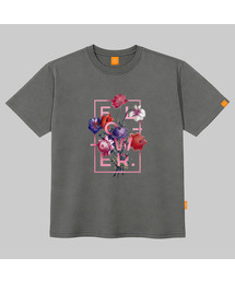 スクエアフラワー半袖Tシャツ 男女共用 ビッグサイズ S 4XL