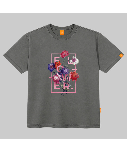 LLAMO(エラモ)の「スクエアフラワー半袖Tシャツ 男女共用 ビッグサイズ S 4XL(Tシャツ/カットソー・レディース・チャコールグレー/カーキ/ブラック/ホワイト/ネイビー・SMALL/X-LARGE/4XL/3XL/LARGE/MEDIUM/2XL)」の4枚目の写真