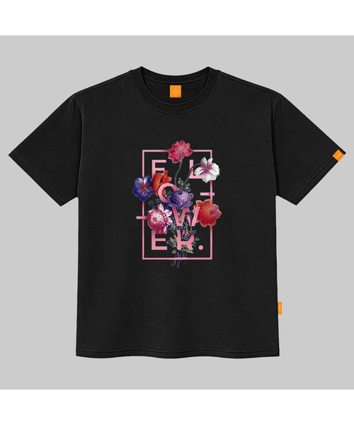 LLAMO(エラモ)の「スクエアフラワー半袖Tシャツ 男女共用 ビッグサイズ S 4XL(Tシャツ/カットソー・レディース・チャコールグレー/カーキ/ブラック/ホワイト/ネイビー・SMALL/X-LARGE/4XL/3XL/LARGE/MEDIUM/2XL)」の3枚目の写真