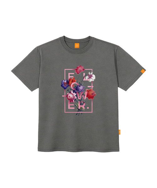 LLAMO(エラモ)の「スクエアフラワー半袖Tシャツ 男女共用 ビッグサイズ S 4XL(Tシャツ/カットソー・レディース・チャコールグレー/カーキ/ブラック/ホワイト/ネイビー・SMALL/X-LARGE/4XL/3XL/LARGE/MEDIUM/2XL)」の7枚目の写真