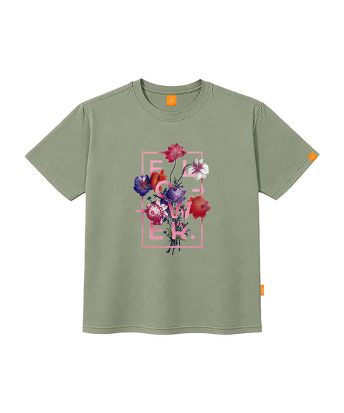 LLAMO(エラモ)の「スクエアフラワー半袖Tシャツ 男女共用 ビッグサイズ S 4XL(Tシャツ/カットソー・レディース・チャコールグレー/カーキ/ブラック/ホワイト/ネイビー・SMALL/X-LARGE/4XL/3XL/LARGE/MEDIUM/2XL)」の9枚目の写真