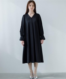 【traumerei】【WEB限定】【洗える】袖スリットテントラインドレス/ポケット付き/マットサテン/結婚式/パーティー/お呼ばれ/七五三/前撮り/顔合わせ/食事会/お宮参り/学校行事/ママ/参観/母親/服/卒業式/入学式