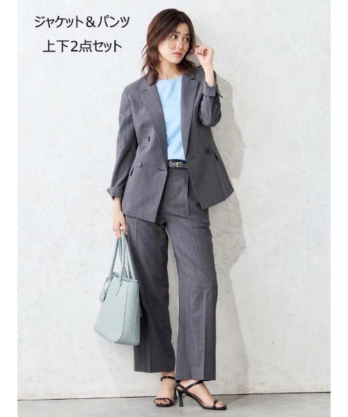 Perfect Suit FActory(パーフェクトスーツファクトリー)の「【接触冷感/ウォッシャブル】ひんやり冷感ライトセットアップ グレー/ネイビー(スーツセット・レディース・グレー/ネイビー・S/M/L)」の1枚目の写真