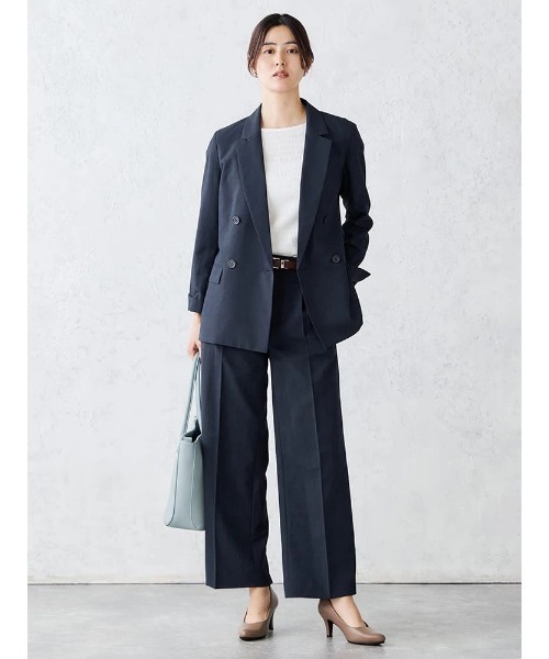 Perfect Suit FActory(パーフェクトスーツファクトリー)の「【接触冷感/ウォッシャブル】ひんやり冷感ライトセットアップ グレー/ネイビー(スーツセット・レディース・グレー/ネイビー・S/M/L)」の5枚目の写真