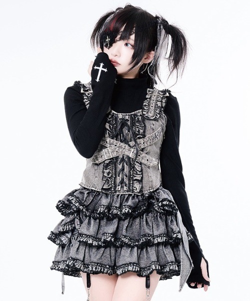 Grrr the Lipper（ガルルザリッパー）の「『Grrr the Lipper/ガルル・ザ・リッパー』監禁拘束重愛ビスチェ（その他トップス・レディース・グレー/ブラック×レッド・FREE）」の2枚目の写真