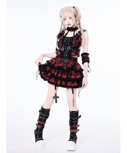 Grrr the Lipper（ガルルザリッパー）の「『Grrr the Lipper/ガルル・ザ・リッパー』監禁拘束重愛ビスチェ（その他トップス・レディース・グレー/ブラック×レッド・FREE）」の4枚目の写真