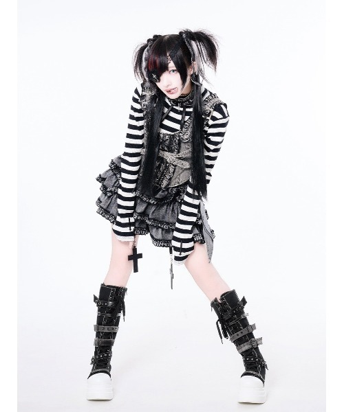 Grrr the Lipper（ガルルザリッパー）の「『Grrr the Lipper/ガルル・ザ・リッパー』監禁拘束重愛ビスチェ（その他トップス・レディース・グレー/ブラック×レッド・FREE）」の3枚目の写真
