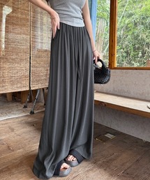ウエストドロスト リネン ワイドパンツ