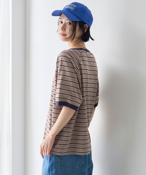 coen(コーエン)の「【接触冷感】マルチボーダー ラグランリンガーTシャツ(Tシャツ/カットソー・レディース・ネイビー/グレー/オフホワイト・L/M)」の12枚目の写真