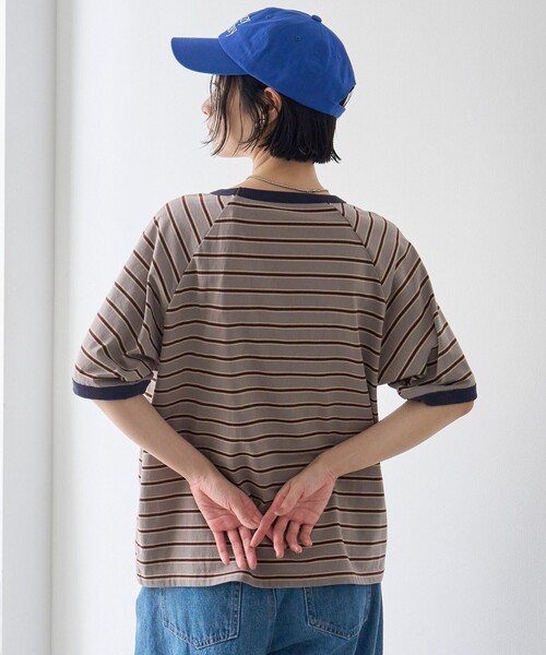 coen(コーエン)の「【接触冷感】マルチボーダー ラグランリンガーTシャツ(Tシャツ/カットソー・レディース・ネイビー/グレー/オフホワイト・L/M)」の13枚目の写真