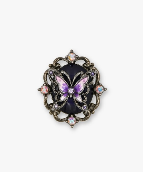 ANNA SUI（アナスイ）の「蝶モチーフ オーバルイヤリング（イヤリング・レディース・パープル/ゴールド・ONE SIZE）」の3枚目の写真