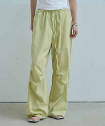 Sheer Tuck Line Pants Green