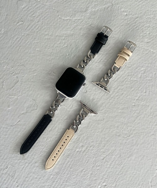 LOWRYS FARM（ローリーズファーム）の「【ステンレス】AppleWatch チェーンゴウヒバンド　1051688/GOODS（デジタル腕時計・レディース・ベージュ/ブラック・FREE）」の4枚目の写真