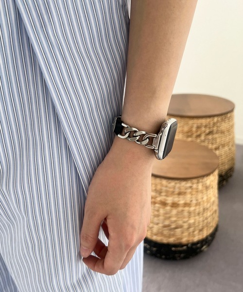 LOWRYS FARM（ローリーズファーム）の「【ステンレス】AppleWatch チェーンゴウヒバンド　1051688/GOODS（デジタル腕時計・レディース・ベージュ/ブラック・FREE）」の6枚目の写真