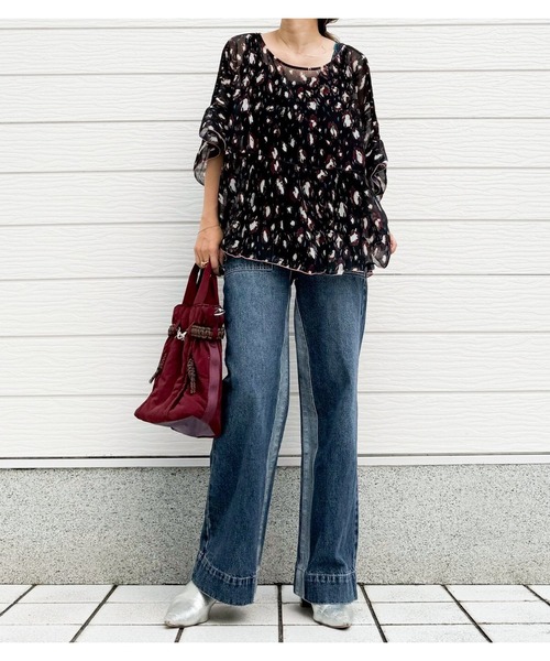 Q(キュー)の「Qgirlワイドデニムインライン(デニムパンツ・レディース・ネイビー・SMALL/MEDIUM/LARGE)」の3枚目の写真