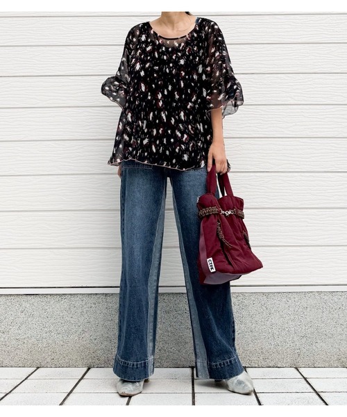 Q(キュー)の「Qgirlワイドデニムインライン(デニムパンツ・レディース・ネイビー・SMALL/MEDIUM/LARGE)」の5枚目の写真