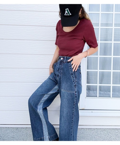 Q(キュー)の「Qgirlワイドデニムインライン(デニムパンツ・レディース・ネイビー・SMALL/MEDIUM/LARGE)」の8枚目の写真