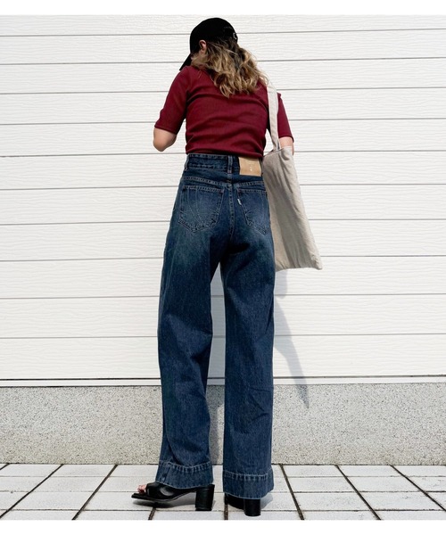 Q(キュー)の「Qgirlワイドデニムインライン(デニムパンツ・レディース・ネイビー・SMALL/MEDIUM/LARGE)」の9枚目の写真