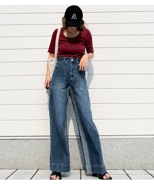 Q(キュー)の「Qgirlワイドデニムインライン(デニムパンツ・レディース・ネイビー・SMALL/MEDIUM/LARGE)」の11枚目の写真