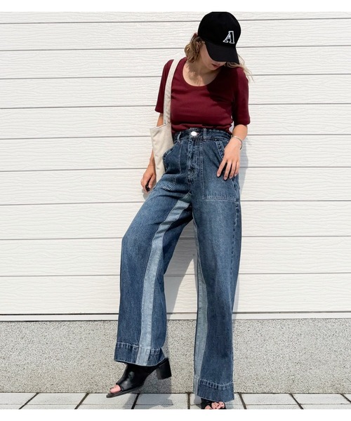 Q(キュー)の「Qgirlワイドデニムインライン(デニムパンツ・レディース・ネイビー・SMALL/MEDIUM/LARGE)」の12枚目の写真