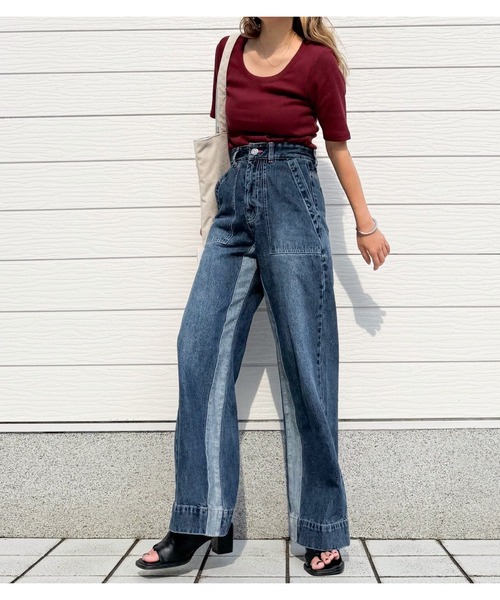 Q(キュー)の「Qgirlワイドデニムインライン(デニムパンツ・レディース・ネイビー・SMALL/MEDIUM/LARGE)」の13枚目の写真