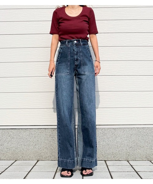 Q(キュー)の「Qgirlワイドデニムインライン(デニムパンツ・レディース・ネイビー・SMALL/MEDIUM/LARGE)」の14枚目の写真