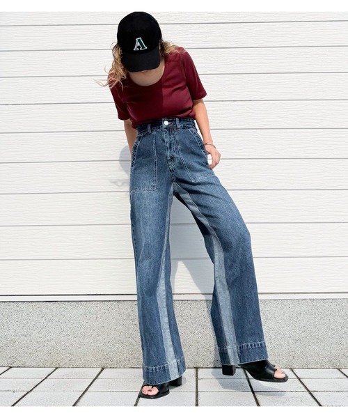 Q(キュー)の「Qgirlワイドデニムインライン(デニムパンツ・レディース・ネイビー・SMALL/MEDIUM/LARGE)」の17枚目の写真