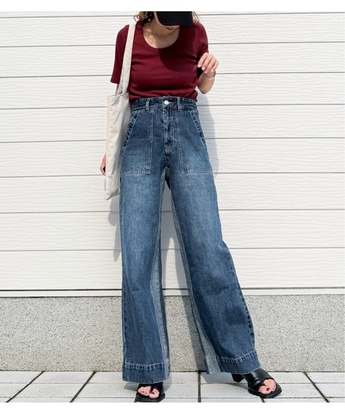 Q(キュー)の「Qgirlワイドデニムインライン(デニムパンツ・レディース・ネイビー・SMALL/MEDIUM/LARGE)」の20枚目の写真