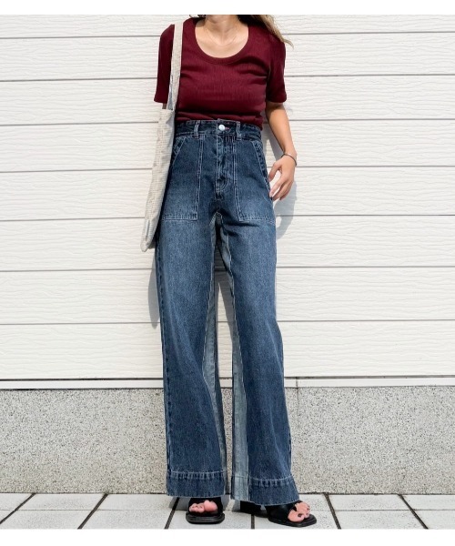 Q(キュー)の「Qgirlワイドデニムインライン(デニムパンツ・レディース・ネイビー・SMALL/MEDIUM/LARGE)」の22枚目の写真