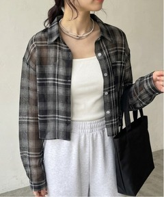 リネンチェック半袖シャツ（シャツ/ブラウス）｜かぐれ（カグレ）の