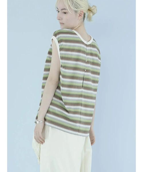 :ETHROF(イーサオブ)の「MULTI BORDER 2WAY PULLOVER(Tシャツ/カットソー・レディース・ベージュ系その他3/ライトブルー・FREE)」の1枚目の写真
