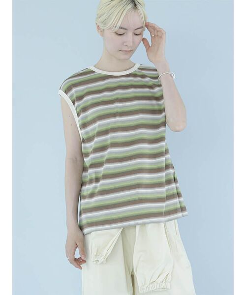 :ETHROF(イーサオブ)の「MULTI BORDER 2WAY PULLOVER(Tシャツ/カットソー・レディース・ベージュ系その他3/ライトブルー・FREE)」の3枚目の写真