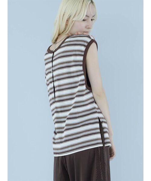 :ETHROF(イーサオブ)の「MULTI BORDER 2WAY PULLOVER(Tシャツ/カットソー・レディース・ベージュ系その他3/ライトブルー・FREE)」の4枚目の写真