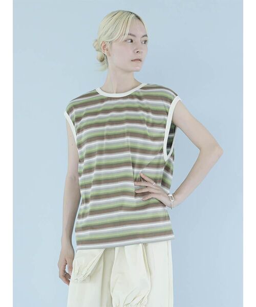 :ETHROF(イーサオブ)の「MULTI BORDER 2WAY PULLOVER(Tシャツ/カットソー・レディース・ベージュ系その他3/ライトブルー・FREE)」の5枚目の写真