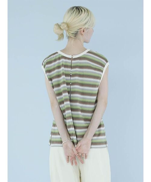 :ETHROF(イーサオブ)の「MULTI BORDER 2WAY PULLOVER(Tシャツ/カットソー・レディース・ベージュ系その他3/ライトブルー・FREE)」の7枚目の写真