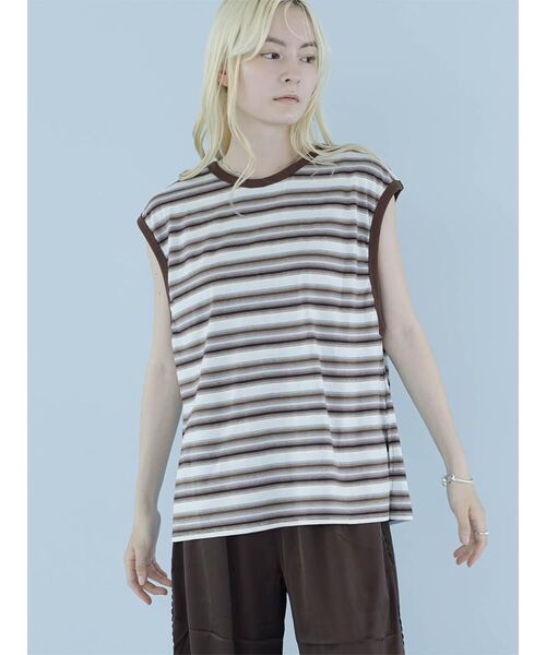 :ETHROF(イーサオブ)の「MULTI BORDER 2WAY PULLOVER(Tシャツ/カットソー・レディース・ベージュ系その他3/ライトブルー・FREE)」の9枚目の写真