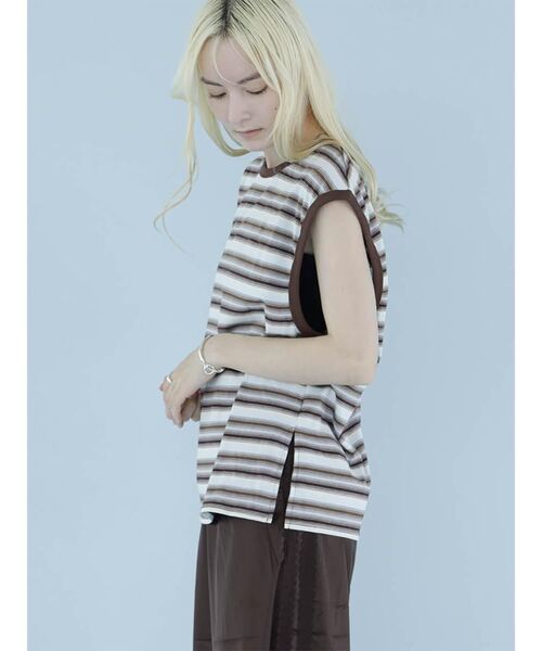:ETHROF(イーサオブ)の「MULTI BORDER 2WAY PULLOVER(Tシャツ/カットソー・レディース・ベージュ系その他3/ライトブルー・FREE)」の10枚目の写真