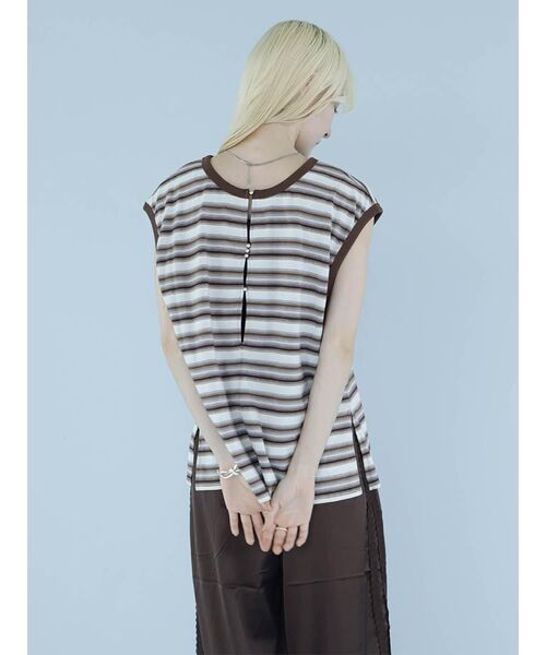 :ETHROF(イーサオブ)の「MULTI BORDER 2WAY PULLOVER(Tシャツ/カットソー・レディース・ベージュ系その他3/ライトブルー・FREE)」の12枚目の写真