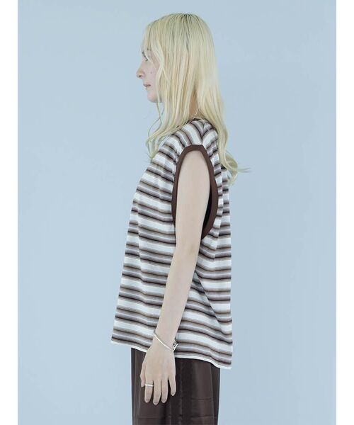 :ETHROF(イーサオブ)の「MULTI BORDER 2WAY PULLOVER(Tシャツ/カットソー・レディース・ベージュ系その他3/ライトブルー・FREE)」の16枚目の写真