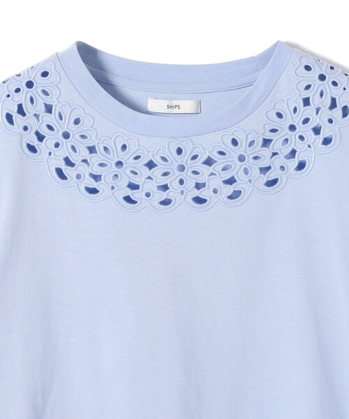 SHIPS(シップス)の「フラワー モチーフ カットワーク レース ショート スリーブ TEE(Tシャツ/カットソー・レディース・ダークグレー/オフホワイト/ライトブルー・ONE SIZE)」の13枚目の写真
