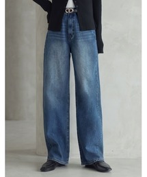 LA PEAU DE GEM】 high waist straight denim pants / ハイウエスト
