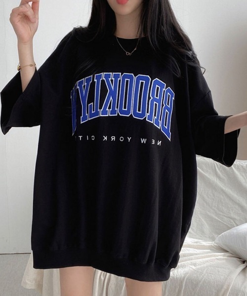 Lips(リップス)の「存在感のあるBLOOKLYNロゴが映える!ストリートスタイルにぴったりなビッグシルエットTシャツ(Tシャツ/カットソー・レディース・ネイビー/グレー/ブラック/アイボリー・FREE)」の10枚目の写真