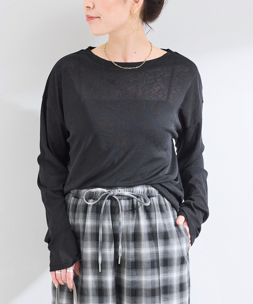 B.C STOCK(ベーセーストック)の「《追加5》ウォッシャブル / スラブシアーロンTEE(Tシャツ/カットソー・レディース・ピンク系その他/ブラック/グリーン/ホワイト・FREE)」の1枚目の写真