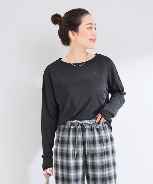 B.C STOCK(ベーセーストック)の「《追加5》ウォッシャブル / スラブシアーロンTEE(Tシャツ/カットソー・レディース・ピンク系その他/ブラック/グリーン/ホワイト・FREE)」の8枚目の写真