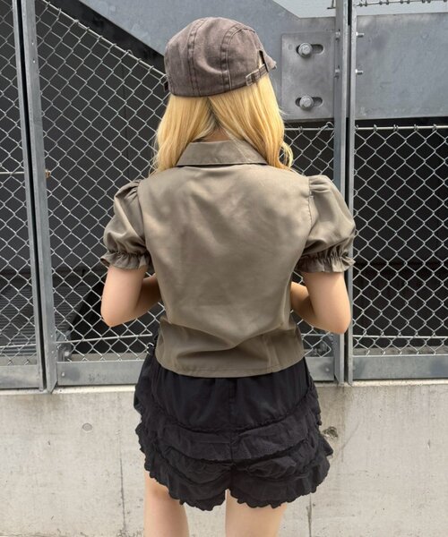 continuer de NICE CLAUP(コンティニューデナイスクラップ)の「ナポレオン風パフブラウス(シャツ/ブラウス・レディース・ブラック/チェック/カーキ・FREE)」の8枚目の写真